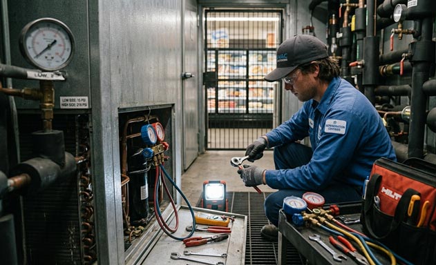 Commercial walk-in cooler serviced by AC Repair Pro